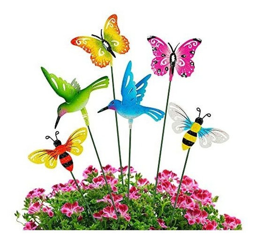 Juegoal 6 Pack Decoración De Jardín, Mariposas, Colibríes Y