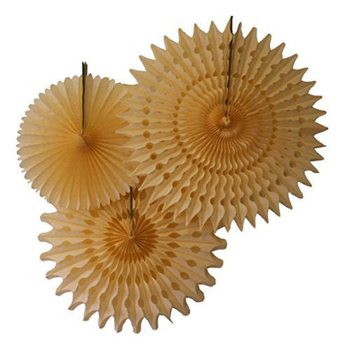 Serpentinas - Set Of 3 Honeycomb Tissue Fans, Ivory (13-21 I