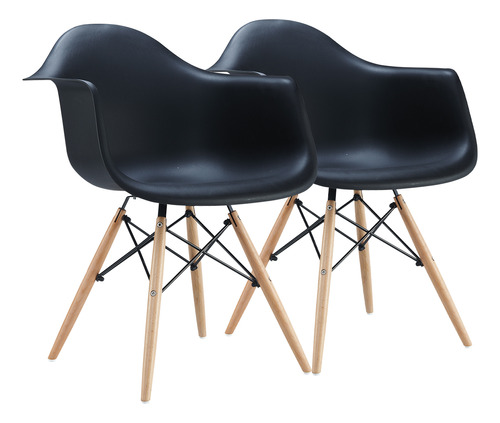 Set X 2 Sillon Silla Comedor Diseño Eames Dsw Patas Madera