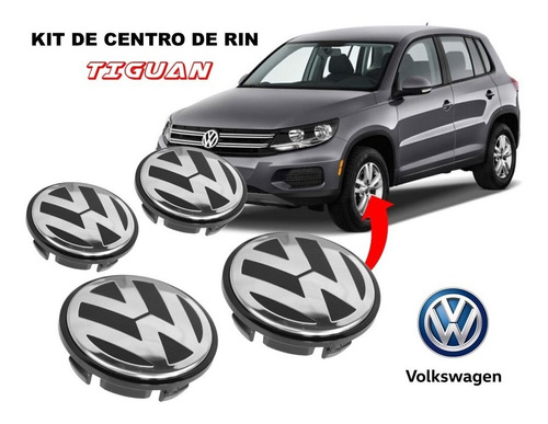 Kit De 4 Centros De Rin Para Volkswagen Tiguan 65 Mm