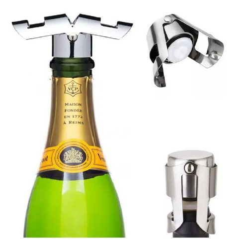 3 Tampa Rolha Inox Garrafa Vinho Champagne Cerveja Espumante