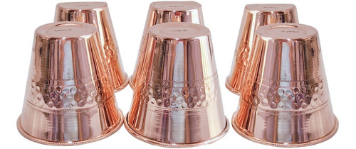 Imagen 1 de 4 de Set De 6 Vasos De Cobre Puro 99.99% Artesanía Chilena