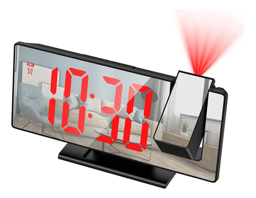 Reloj Despertador Digital Alarma Lcd Proyector Hora Espejo Color Rojo