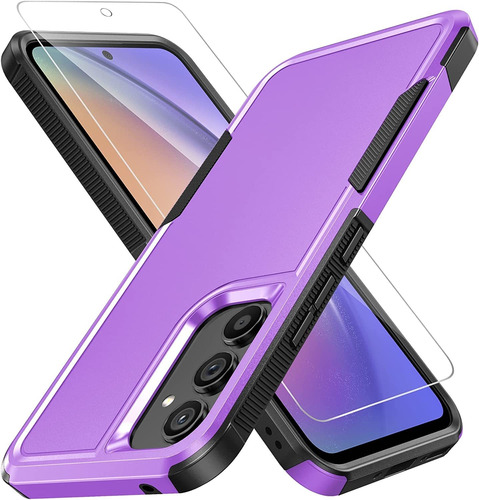 Funda Samsung Galaxy A54 5g Doble Capa + Protector - Purpura