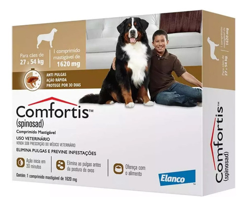 Antipulgas Comfortis 1620mg P/ Cães De 27 A 54 Kg 1 Unid