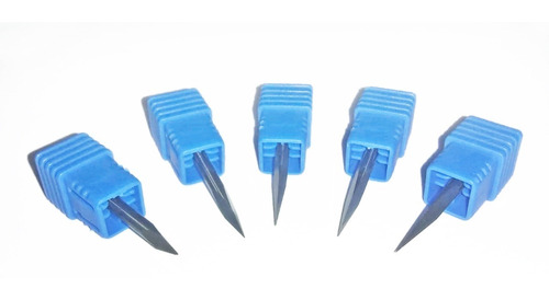 5 Fresas 0.1mm 45 Graus V Piramidal Cônica Router Ø 3.175mm