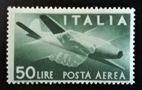 Italia Aviones Sello Aéreo Mi 713 50l Verde 1945 Mint L10721