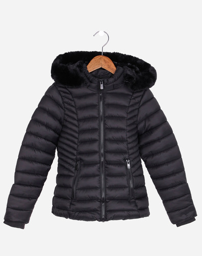 Jaqueta Puffer Infantil Menina Capuz Pelúcia  Tam. 4 A 8 An