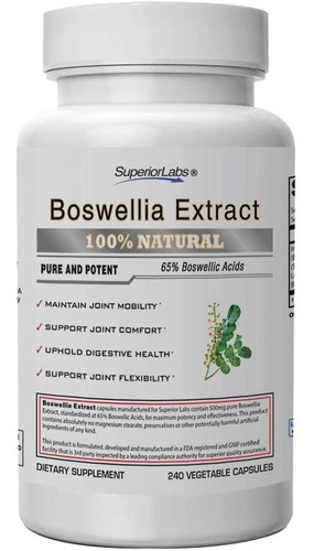 Boswellia Extracto Natural Superior Labs 240 Capsulas Vegan