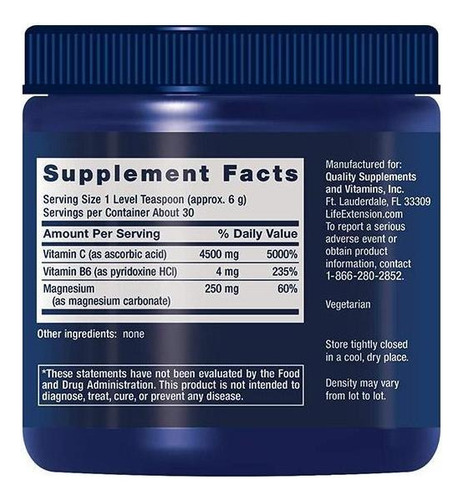 Life Extension Vitamina C Efervescente 180g, Sabor Natural