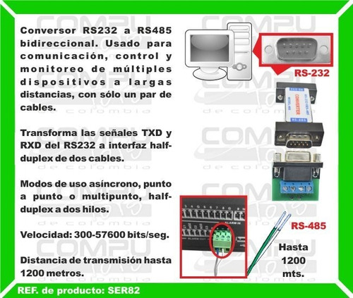 Imagen 3 de 6 de Convertidor De Rs-232 A Rs-485 Ref: Ser82 Computoys Sas