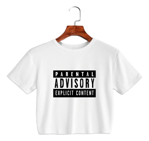 Crop Top Blanco - Parental Advisory