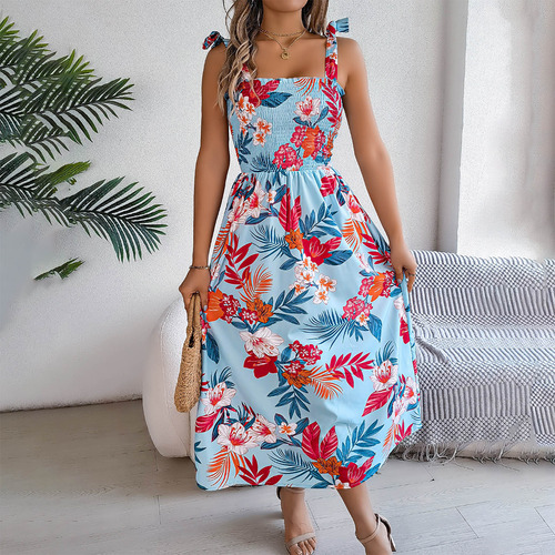 Vestido Sin Mangas Con Hombros Descubiertos Y Cintura Con Es