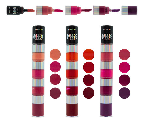 Labiales Mate Y Glossy Mix 4 En 1 Choose Your Fav Pink 21