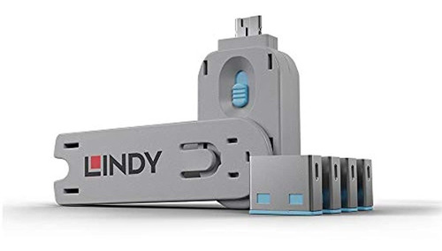 Lindy - Bloqueador De Puertos Usb (4 Unidades), Azul