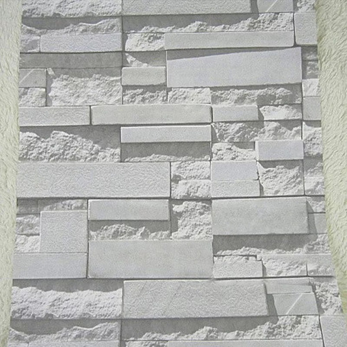 Imagen 4 de 8 de Papel Tapiz Ladrillos A Cuadros Gris Piedra Textura Moderno