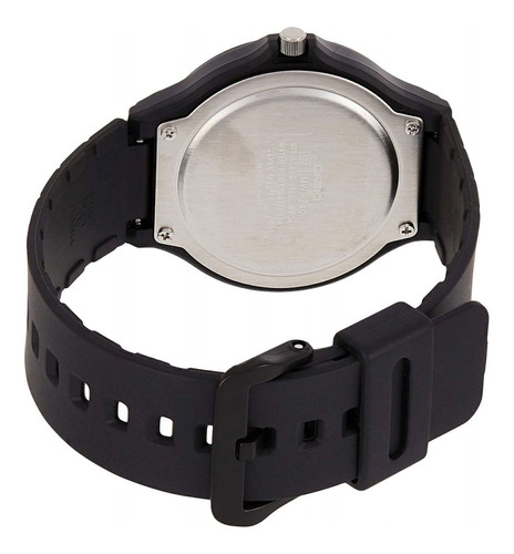 Reloj de pulsera Casio Youth MW-240 de cuerpo color negro, analógico, para hombre, fondo gris oscuro, con correa de resina color negro, agujas color blanco y negro, dial blanco, minutero/segundero blanco, bisel color negro y hebilla simple
