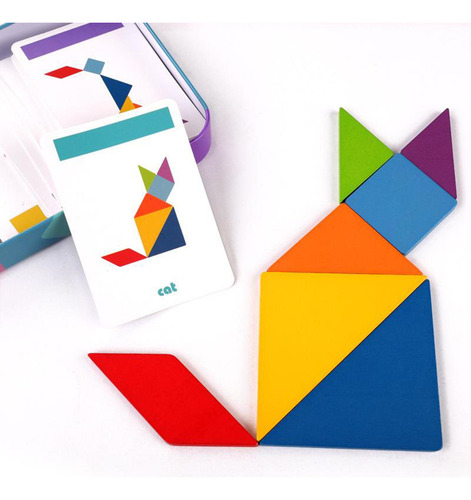 Rompecabezas Tangram De Madera Para 2 Niños, Rompecabezas Mo
