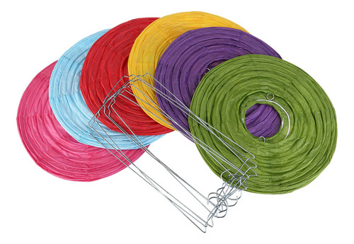 Faroles De Papel Redondos Winomo, 6 Colores, 8 Pulgadas, Con