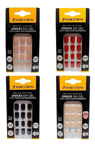 Kit Com 96 Unhas Postiça Em Gel Autoadesivas - 4 Caixas