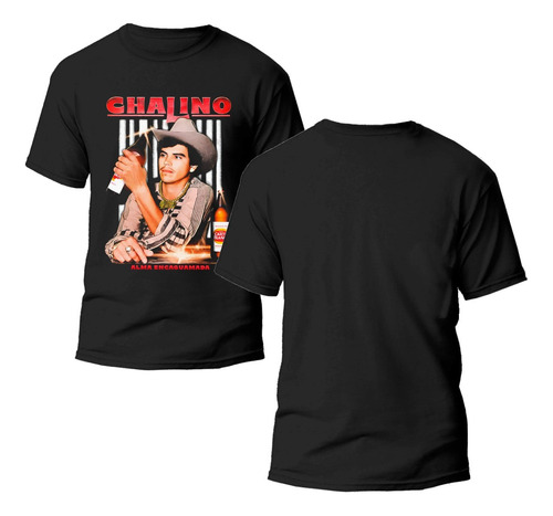 Playera Negra Estampado Cómico Chalino 100% Algodón