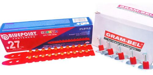 Cartucho Cal 27 Rojo Blue Point Y Clavo Con Rondana 32mm