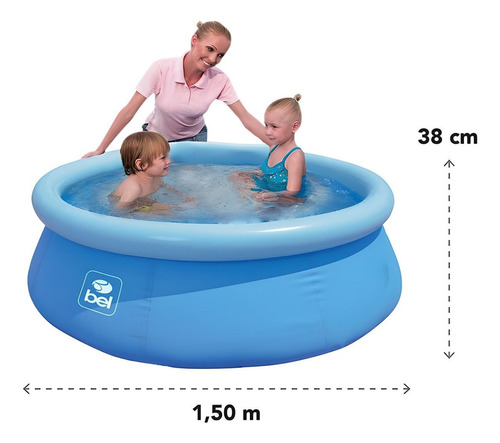 Piscina Inflável Bel 1,50mx0,38cm 500lts - Belfix Cor Azul