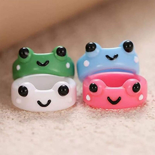 Set Candy Crystal Face Animal De Dibujos Anillos De Rana