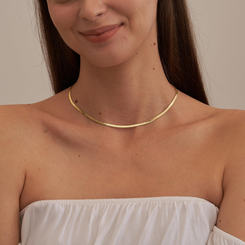 Chesky 14 K Banhado A Ouro Cobra Corrente Colar De Ouro Espi