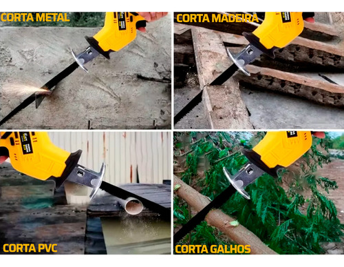Serra Sabre A Bateria 21v Profissional Portátil 3000 Rpm Com 4 Laminas Madeira/metal/pvc Tcr21bsb The Black Tools