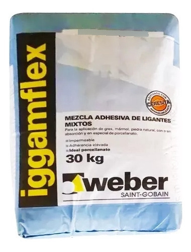 Pegamento Weber Iggamflex Gris X 30 Kg Para Porcellanato