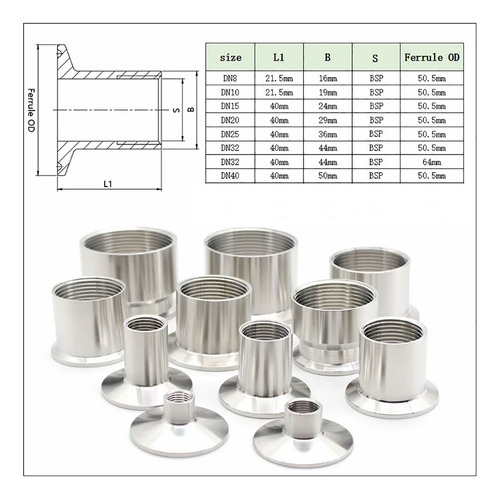 1 Peça De Adaptador Tri Clamp 1/4 3/8 1/2 3/4 1 Triclamp