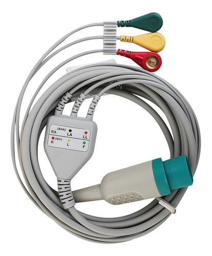 Cable Ecg De 3 Derivaciones Snap Compatible Con Nihon Kohden