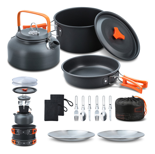 Set De Vajilla Nesting Cook Para Acampar, Juego De Acampada