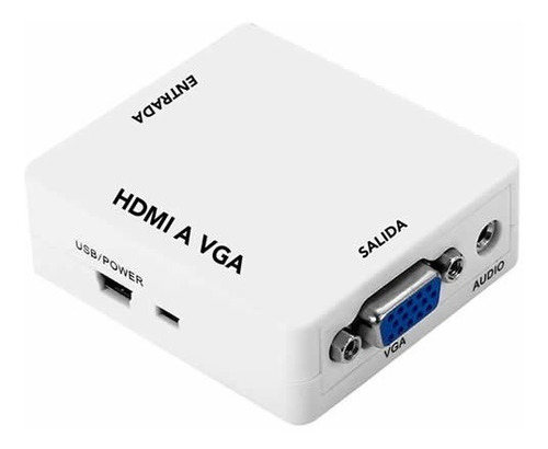 Imagen 1 de 3 de Conversor Adaptador Video Hdmi A Vga Con Audio Full Hd
