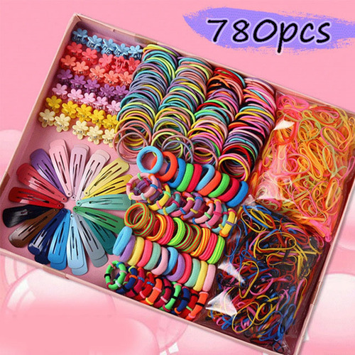 780pcs Mini Ligas Para Cabello Elásticas Dama Accesorios