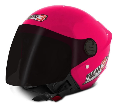 Capacete Moto Aberto Pro Tork New Liberty 3 Three Rosa 58 Desenho New Liberty Trhee 3 Rosa Pink Com Viseira Fumê