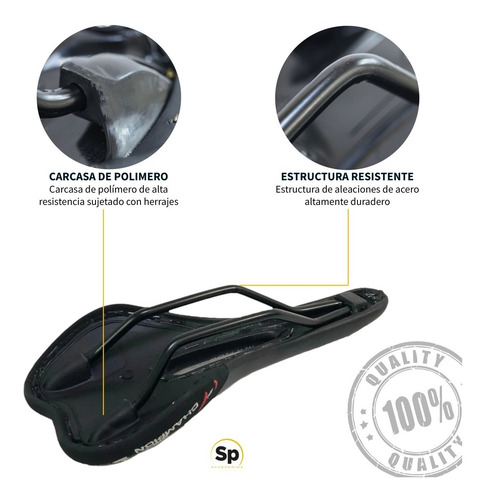 Asiento Vzr Para Bicicleta Negro Con Bordado Rojo