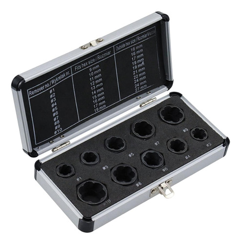 Juego De 10 Extractores De Tuercas, Caja Pequeña