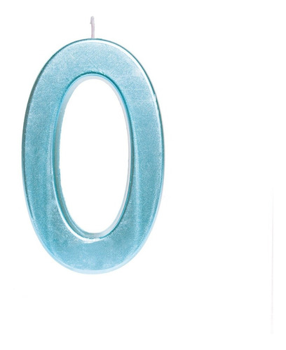Número 0 - Vela Cromada Metalizada Azul - Bolo E Aniversário