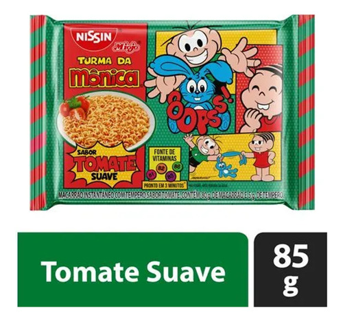 Kit Com 10 Miojo Nissin Lamen Turma Da Mônica Tomate 85g
