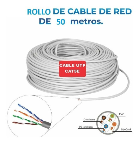 Cable Utp Cat 5e Economico Rollo De 50 Metros