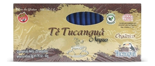 Te Negro Tucangua Orgánico Sin Tacc Caja de 25 Saquitos 50 g