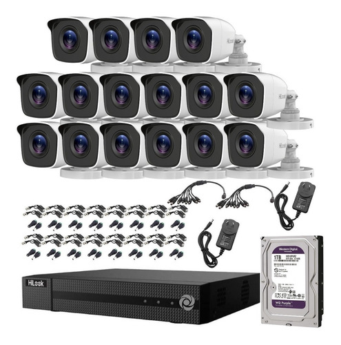 Imagen 1 de 6 de Kit Seguridad Hikvision Dvr 16ch Hd Cctv + 16 Camaras +disco
