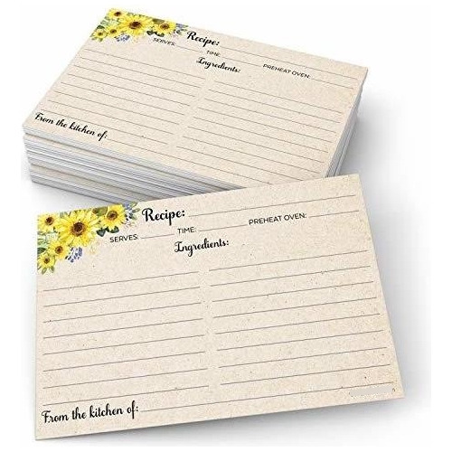 321done Sunflower Recipe Cards (set Of 50) Large 4x6 - R