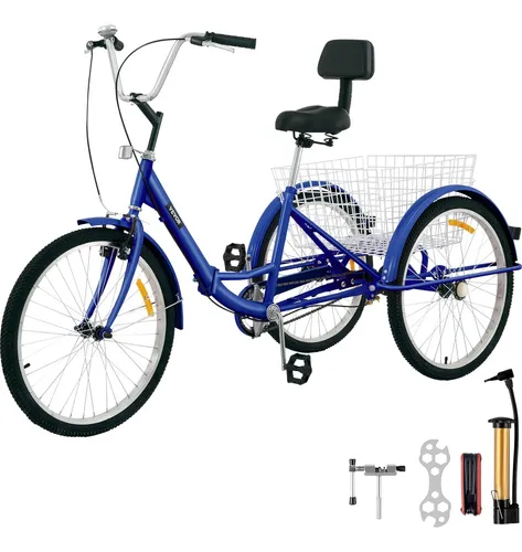 Bicicleta Plegable Triciclo Adultos R24 Canastilla 1 Vel