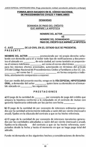 Juicio Especial Hipotecario Oral (pago, Prescripción, Nulidad, Cancelación, Prelación Y Embargo)