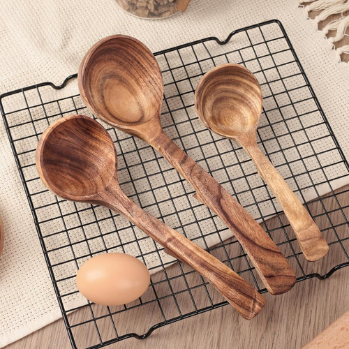 Juego De Cucharones De Madera De 3 Piezas, Cucharas De Cocin