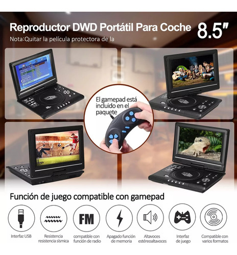 Para A Reproductor De Dvd Multifunción Hd Con Gamepad 7.8