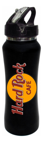 Termo Pitillo Hard Rock Cafe Botilito Aluminio Negro 650ml